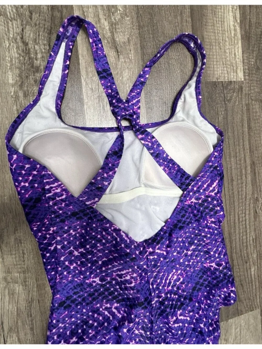 Speedo Ultraback Racerback One Piece Swimsuit Womens 12 Purple Athletic Training